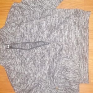 Greyish white / black top